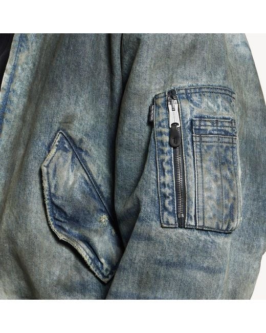Balenciaga Blue Oversized Bomber Denim Jacket for men