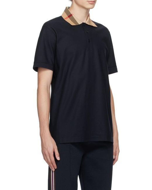 Burberry Blue Short-Sleeved Straight Hem Polo Shirt for men
