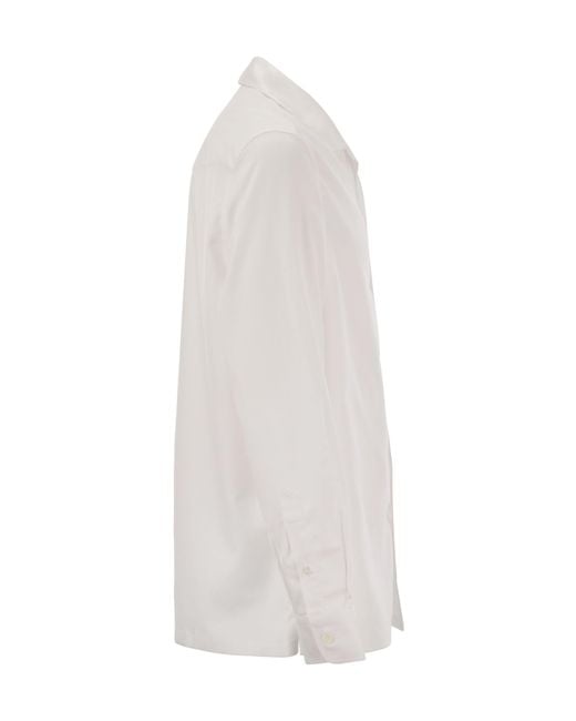 Brunello Cucinelli White Buttoned Long-Sleeved Shirt for men