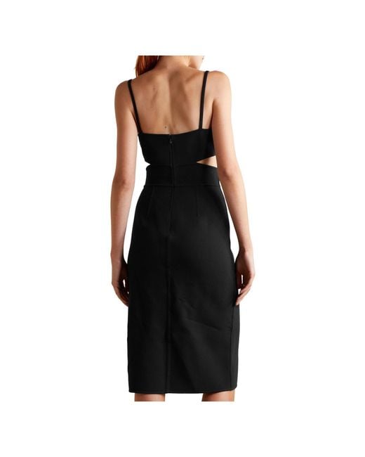Michael Kors Black Cut-Out Cami Midi Dress