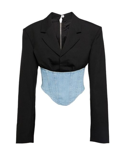 Dion Lee Black Cowboy-Cloth Patchwork Suit Jacket