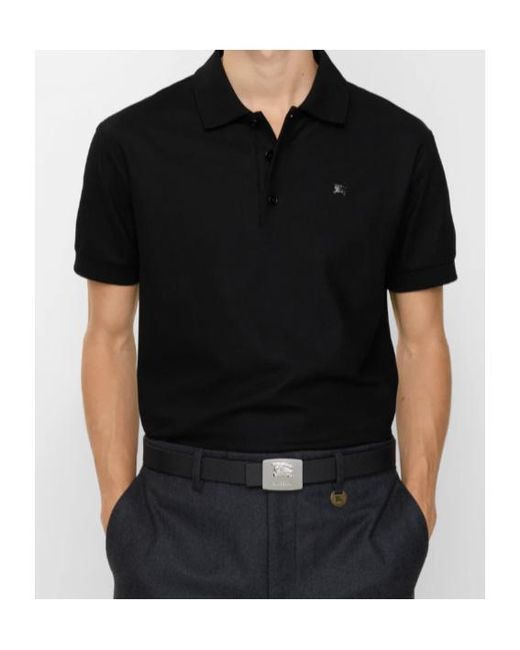 Burberry Black Ekd Embroidered Short Sleeved Polo Shirt for men