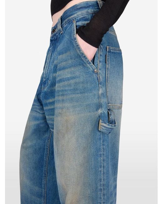 Haikure Blue Faded-Effect Wide-Leg Jeans