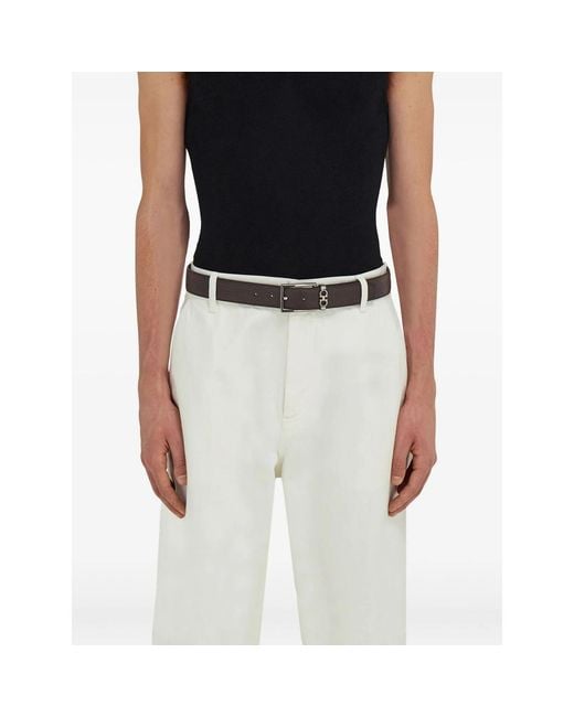 Ferragamo White Ferragamo Reversible Gancini Belt for men