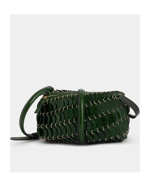 Rabanne White Discs Detailed Embossed Crossbody Bag