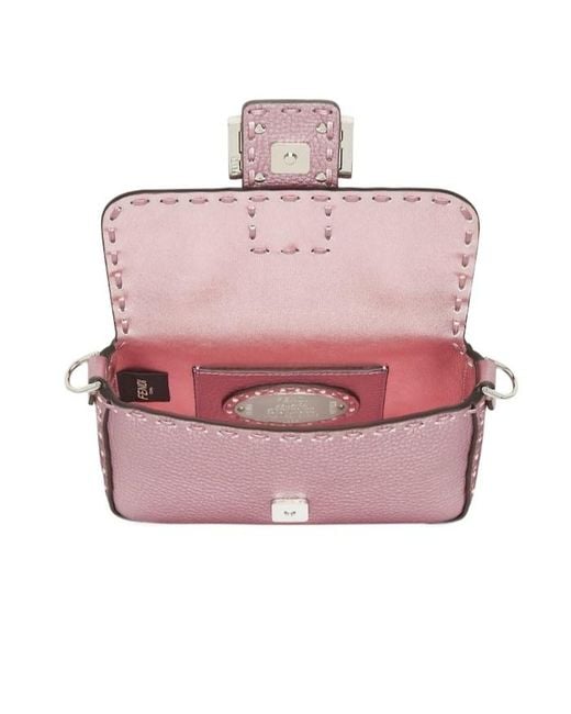 Fendi Pink Metallic Selleria Bag With 309 Hand-Sewn Topstitches