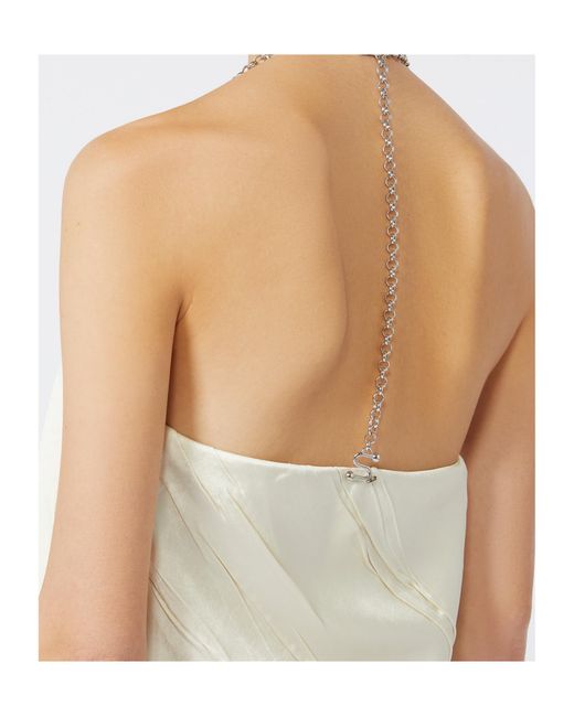 Sportmax White V-Neck Chain-Detailed Top