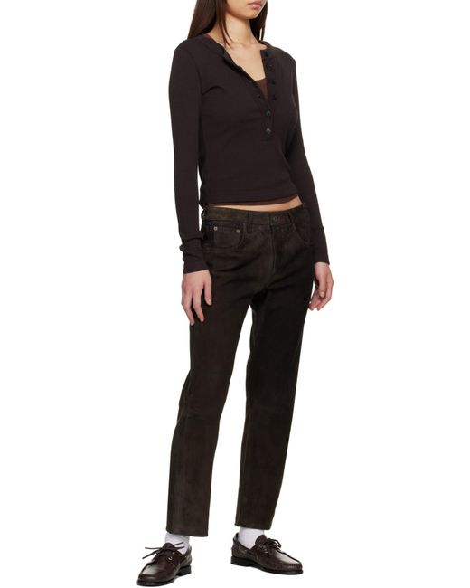 Citizens of Humanity Gray Suede Straight-Leg Trousers