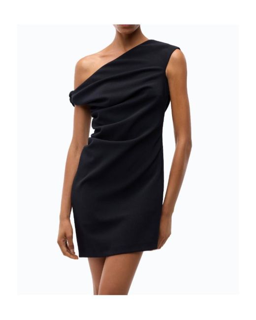 Pinko Black Off-Shoulder Draped Dress
