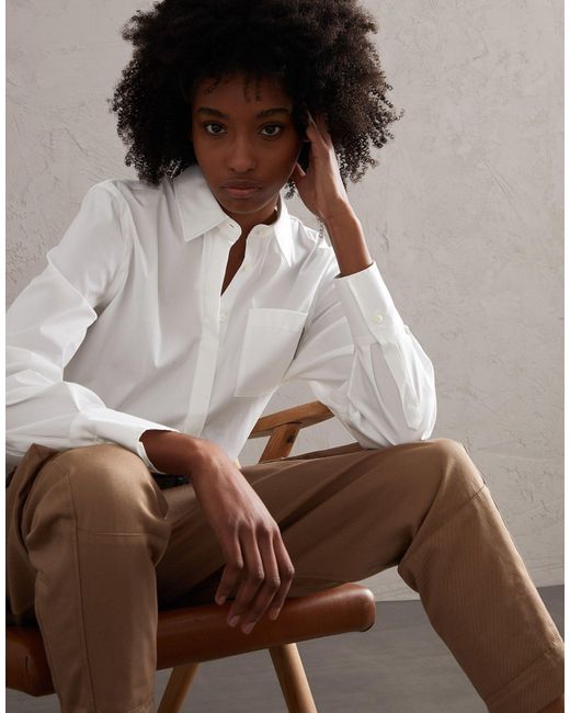 Brunello Cucinelli White Beaded Tab Detail Shirt