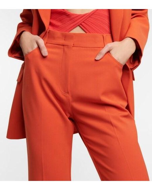 Stella McCartney Red High-Rise Pleated Pants