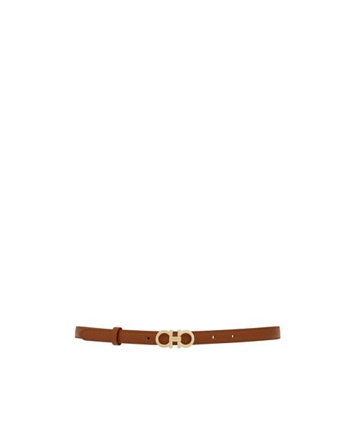 Ferragamo White Gancini Fixed Belt