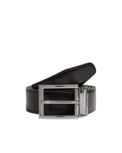 DSquared² Black Logo Plaque Buckle Belt for men