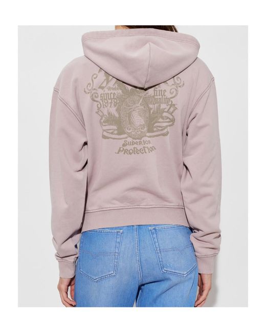 DIESEL Pink Drawstring Graphic-Print Hoodie