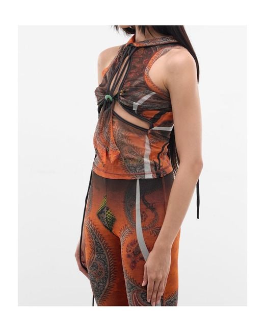 OTTOLINGER White Printed Tie-Detail Top