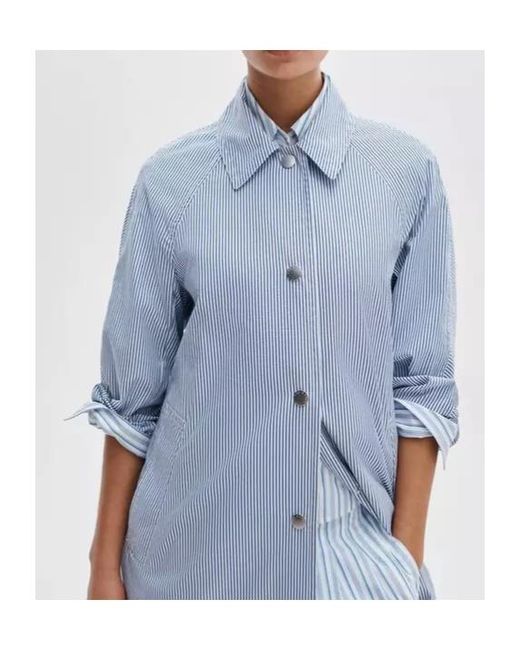Rag & Bone Blue Striped Buttoned Coat