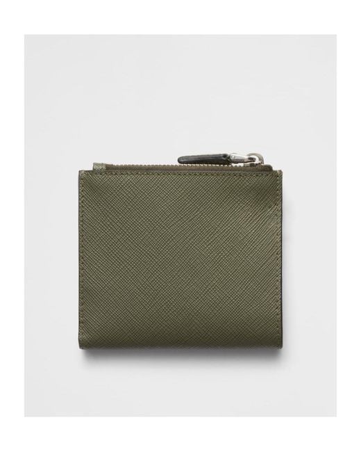 Prada Green Small Saffiano Leather Wallet for men
