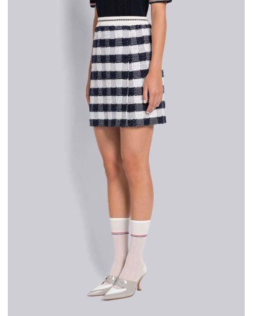 Thom Browne Blue Gingham-Check Jacquard Miniskirt