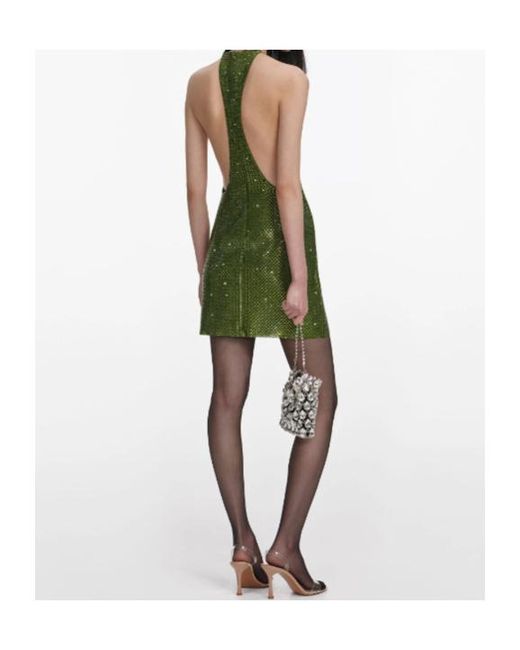 Self-Portrait Green Embellished Mini Dress