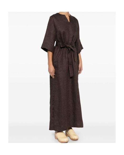P.A.R.O.S.H. Brown Linen Maxi Dress