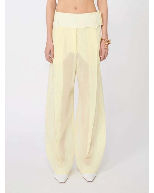 Sportmax Yellow Wide-Fit Trousers