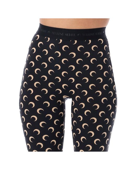 MARINE SERRE Black Moon Printed Skinny-Cut Leggings