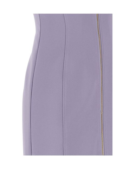 Elisabetta Franchi Purple Double Layer Stretch Crêpe Dress