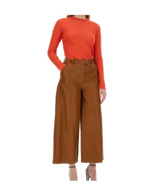 Alysi Red Crewneck Long-Sleeved Knitted Top