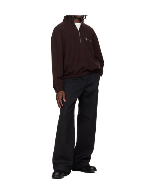 Rier Black Zip-Neck Polo Top for men