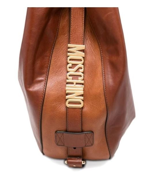 Moschino Brown Handle Leather Shoulder Bag