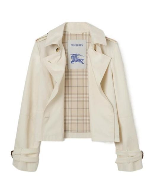 Burberry Natural Cropped Tropical Gabardine Swarby Trench Jacket