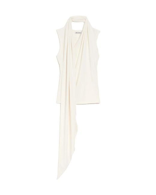 AMI White Ami Decorative Tab Sleeveless Top