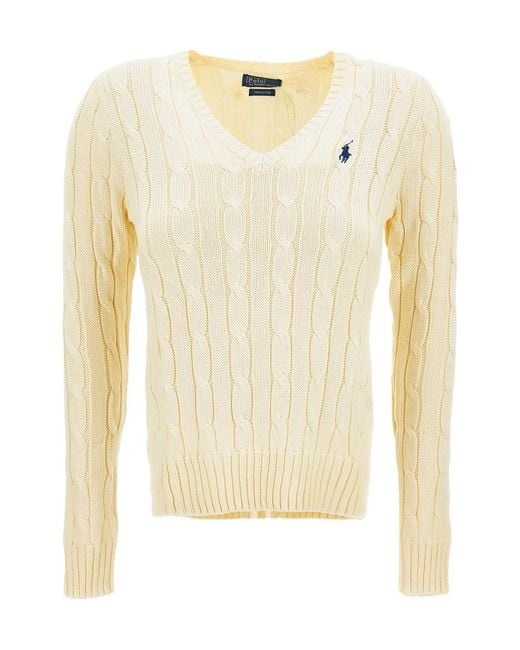Polo Ralph Lauren Natural V-Neck Long Sleeved Jumper