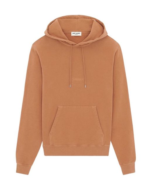Saint Laurent Brown Drawstring Long-Sleeved Hoodie for men
