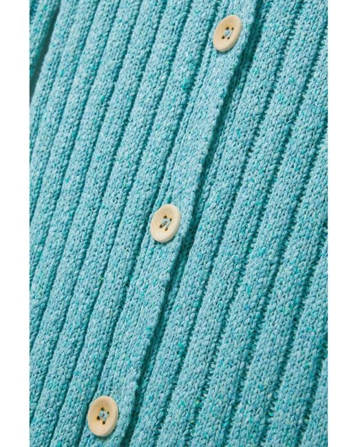 The Elder Statesman Blue Ribbed Midi Dress