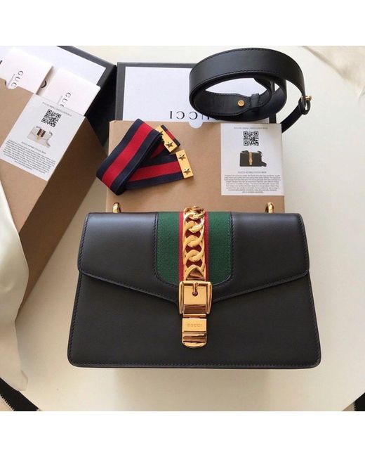 Gucci Black Sylvie Small Shoulder Backpack