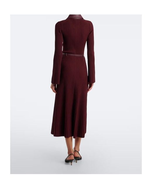 Jonathan Simkhai Purple Ismelle Belted Ribbed-Knit Shirt Dress