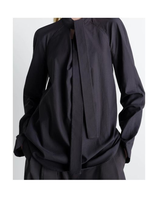 Lemaire Black Ascot Collar Relaxed Shirt