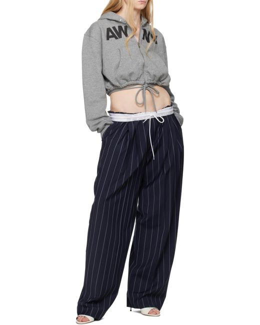 Alexander Wang Blue Pinstripe Tropical Wool Stretch Pant