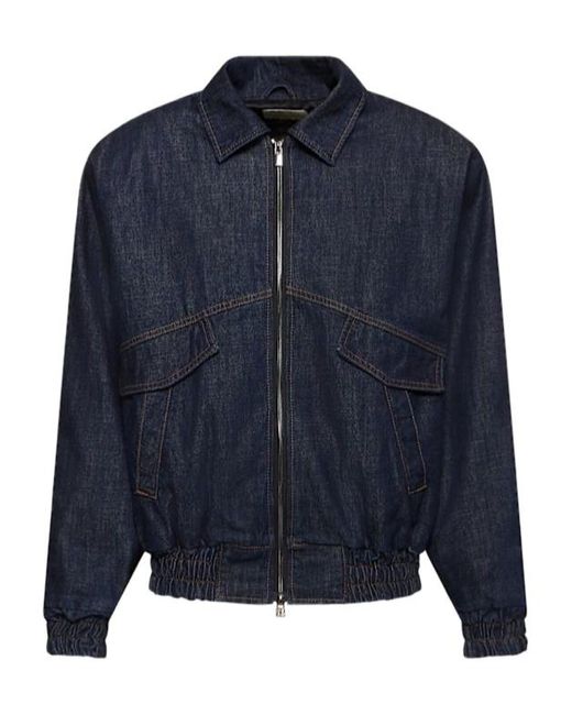 Magda Butrym Blue Lapel Long-Sleeved Denim Coat