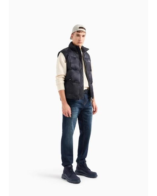 ARMANI EXCHANGE Blue Low-Waist Button Denim Trousers for men