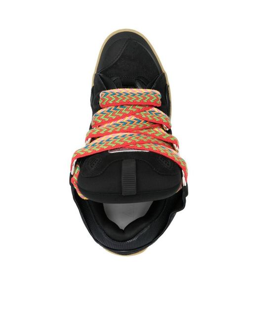 Lanvin Black Curb Round Toe Lace-Up Sneakers for men