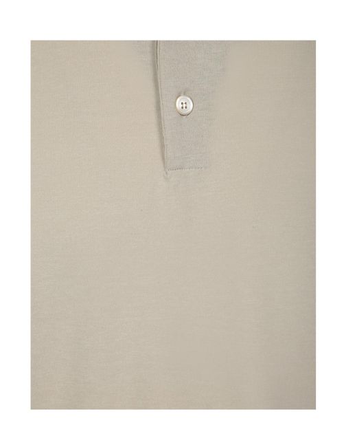 Zanone Natural Crepe Long Sleeve Polo Shirt for men