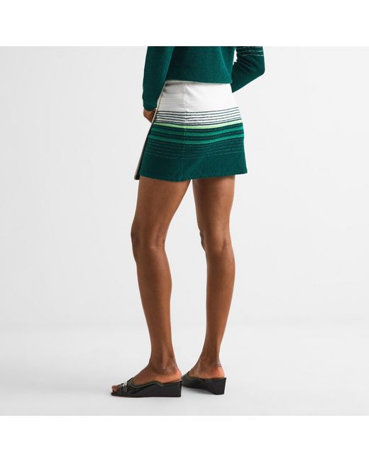 Casablanca Green Striped Wrap-Front Mini Skirt
