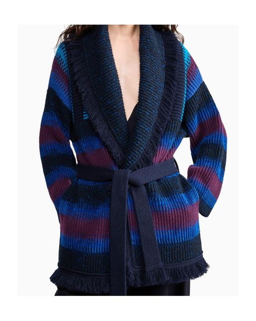 GIORGIO ARMANI X ALANUI Blue Giorgio Armani For Alanui Cashmere Blend Cardigan