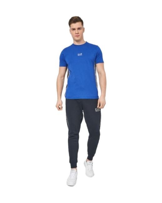 Emporio Armani Blue Short-Sleeved T-Shirt With Round Neck And Short Sleeves for men