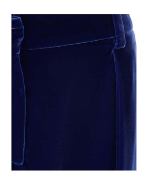 Giorgio Armani Blue Mid Rise Velvet Trousers
