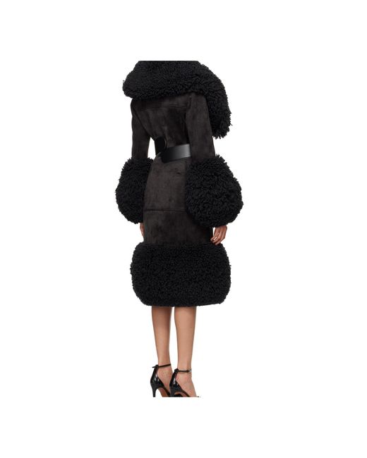Alaïa Black Knitted Tailored Faux-Shearling Coat