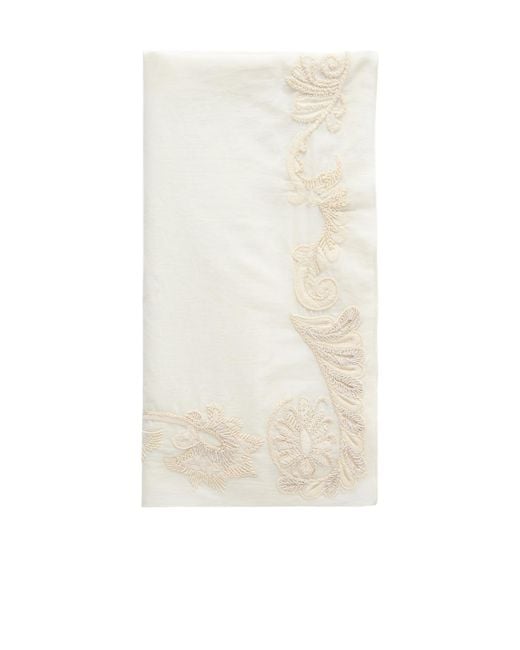 Dries Van Noten White Embellished Cotton Scarf