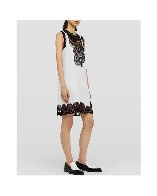 Jil Sander White Lace Embroidered Sleeveless Dress